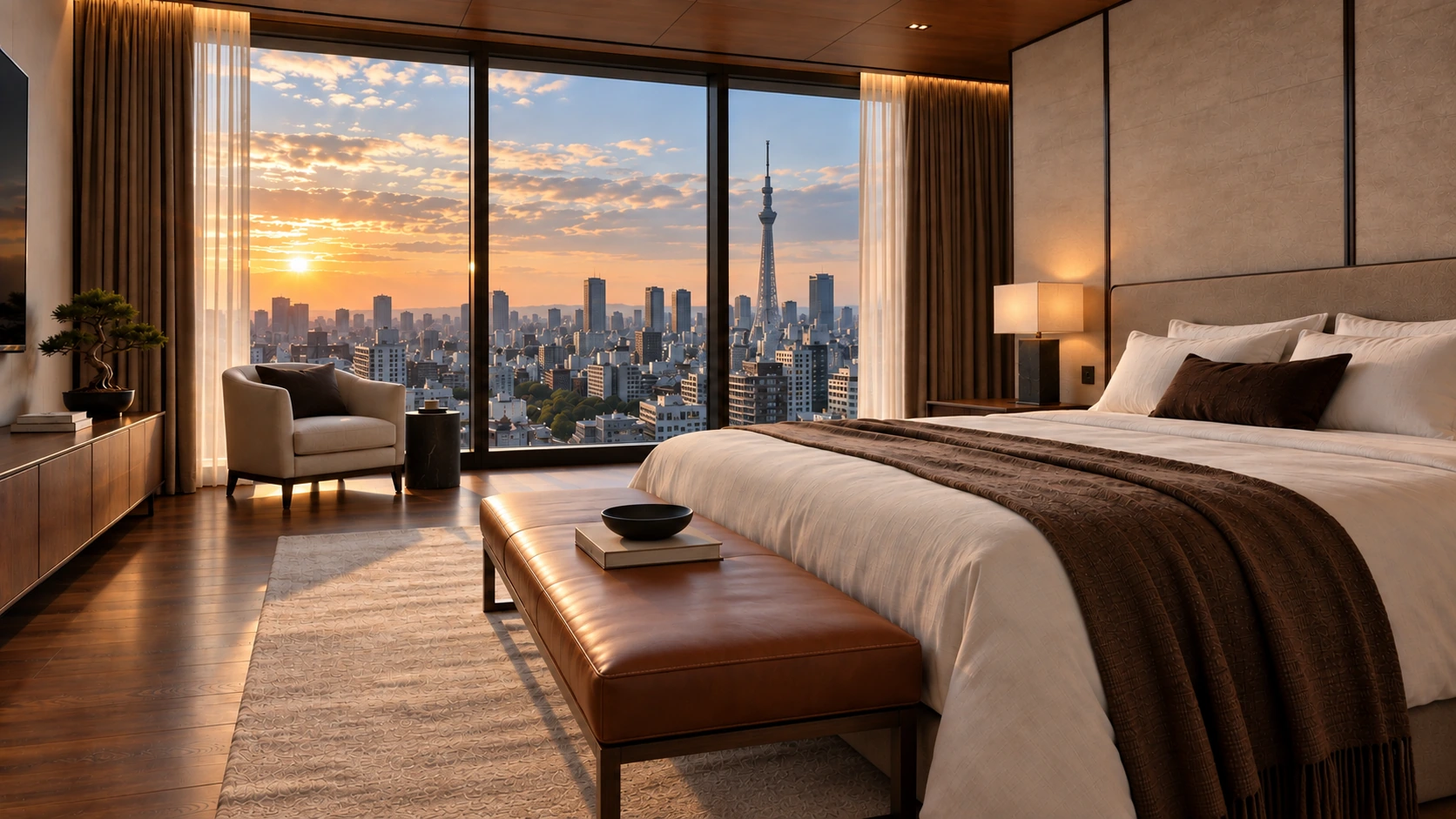 Warm interior of tooo stay in Tokyo